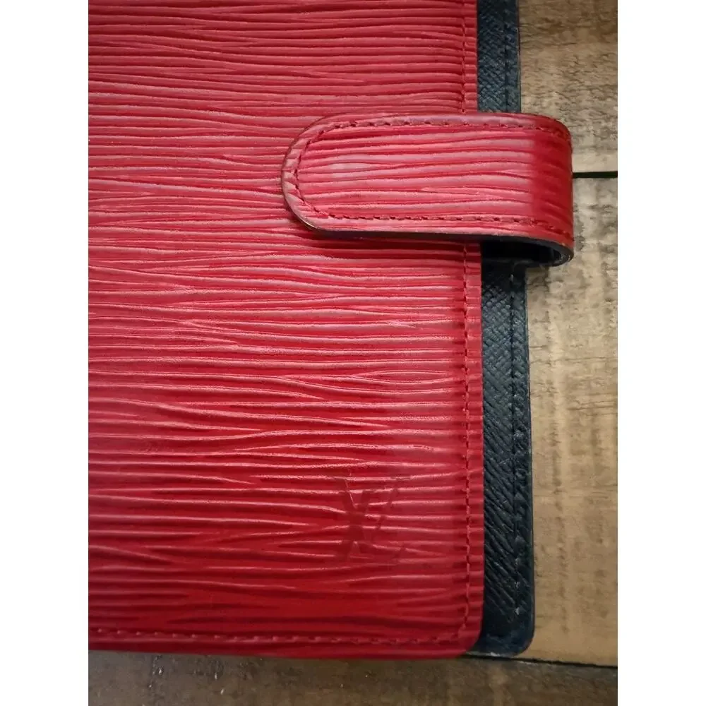 Louis Vuitton Small Red Epi Leather Ring-Bound Planner Agenda Cover Gold Rings